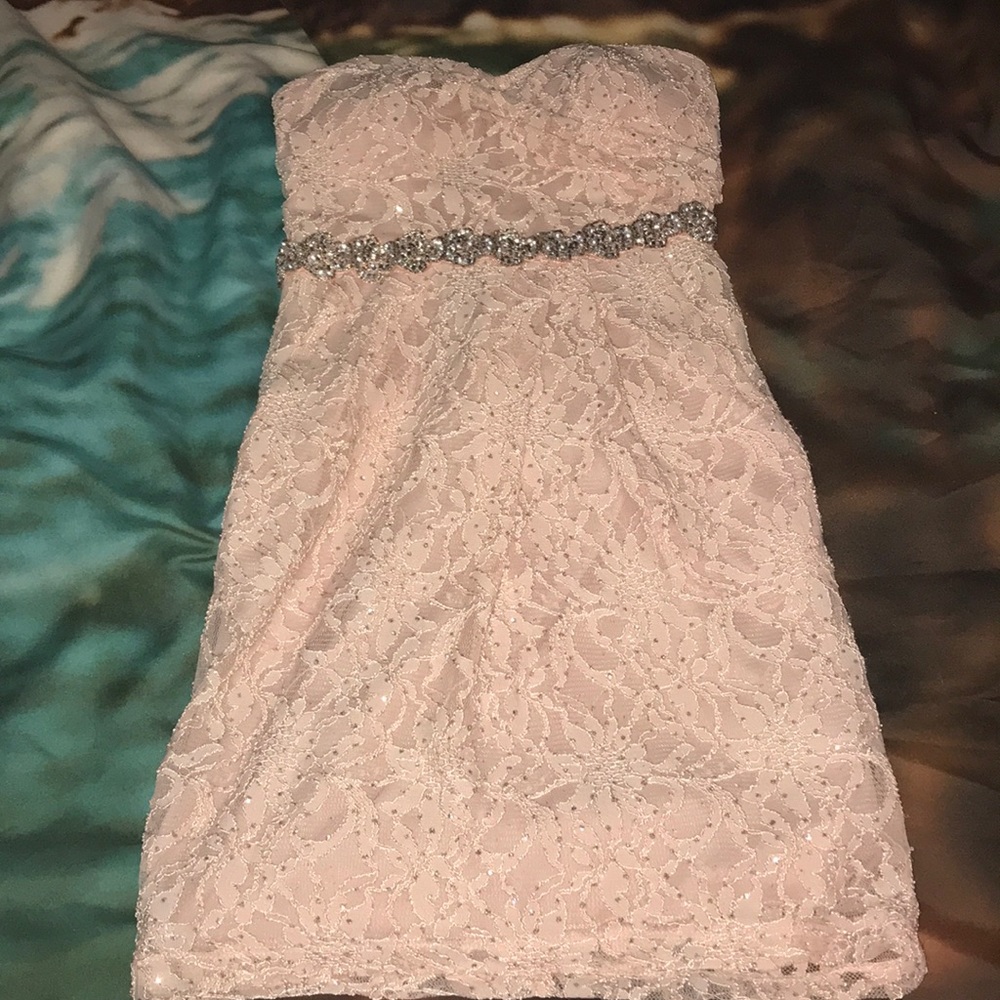 blush glittery prom dress!